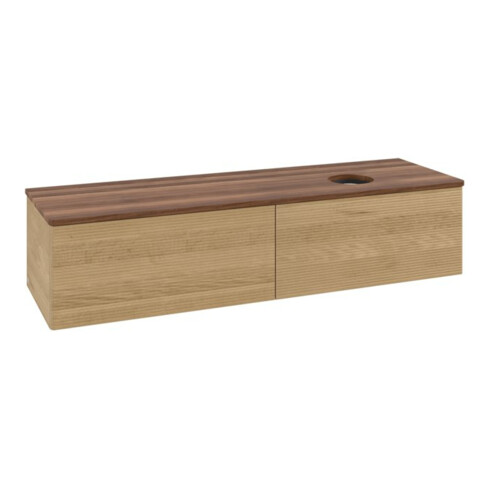 V&B Meuble sous-lavabo avec structure de façade - éclairage Antao 160x50cm, couleur WBP noyer, chêne miel