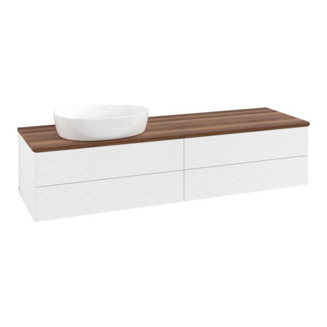 V&B Meuble sous lavabo avec structure de façade - Éclairage Antao 160x50cm, couleur WBP w. wal, blanc m Lac