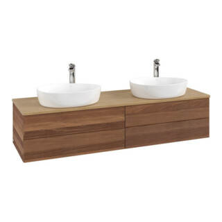 V&B Meuble sous lavabo avec structure de façade, éclairage Antao 160x50cm, H I P, couleur WBP miel Oa, blanc wal