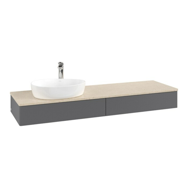 V&B Meuble sous lavabo avec structure de façade - Éclairage Antao 160x50cm, H I P, WBP botti., Anthracite m Lac