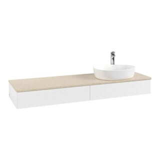 V&B Meuble sous lavabo avec structure de façade - Éclairage Antao 160x50cm, H-I-P, WBP botti., blanc mat avec Lac