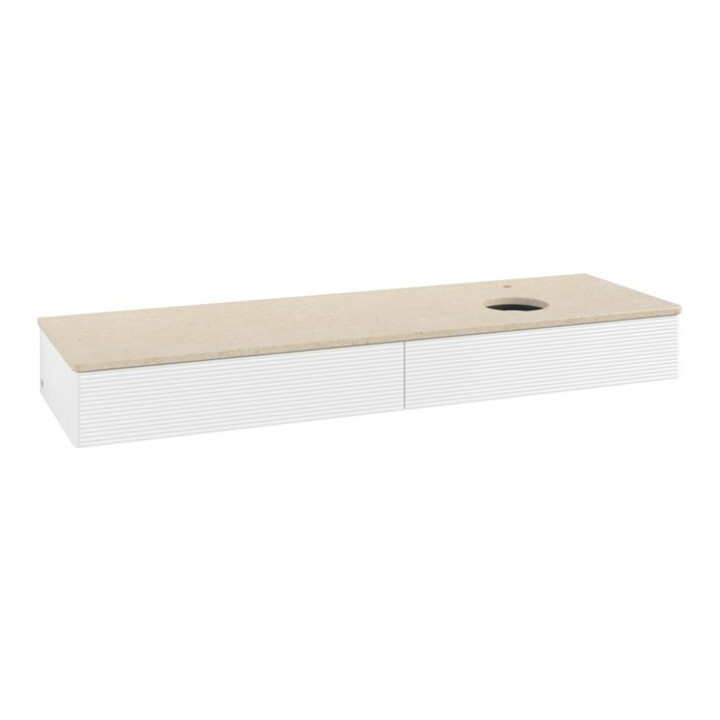 V&B Meuble sous lavabo avec structure de façade - Éclairage Antao 160x50cm, H-I-P, WBP botti., blanc mat avec Lac