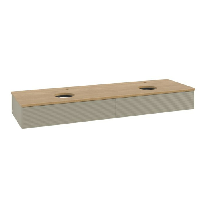 V&B Meuble sous lavabo avec structure de façade, éclairage Antao 160x50cm, H I P, WBP chêne hon. Oa, gris mat Lac
