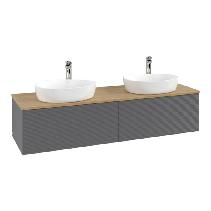 V&B Meuble sous-lavabo avec structure de façade, éclairage Antao 160x50cm, H I P, WBP hon. Oa, A m Lac