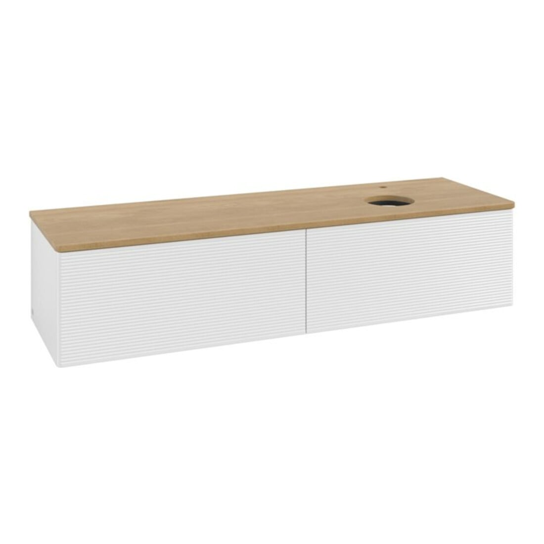 V&B Meuble sous-lavabo avec structure de façade - Éclairage Antao 160x50cm, H I P, WBP hon. Oa, blanc brillant Lac