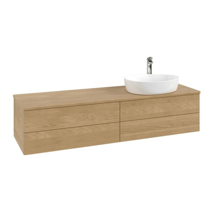 V&B Meuble sous lavabo avec structure de façade - Éclairage Antao 160x50cm, H, LBP couleur miel Oa, miel Oa