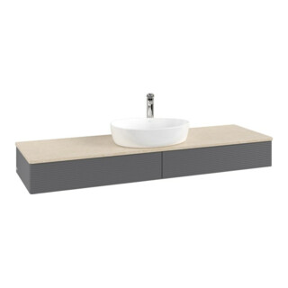 V&B Meuble sous lavabo avec structure de façade - Éclairage Antao 160x50cm, H, P, WBP botti., Anthracite m Lac
