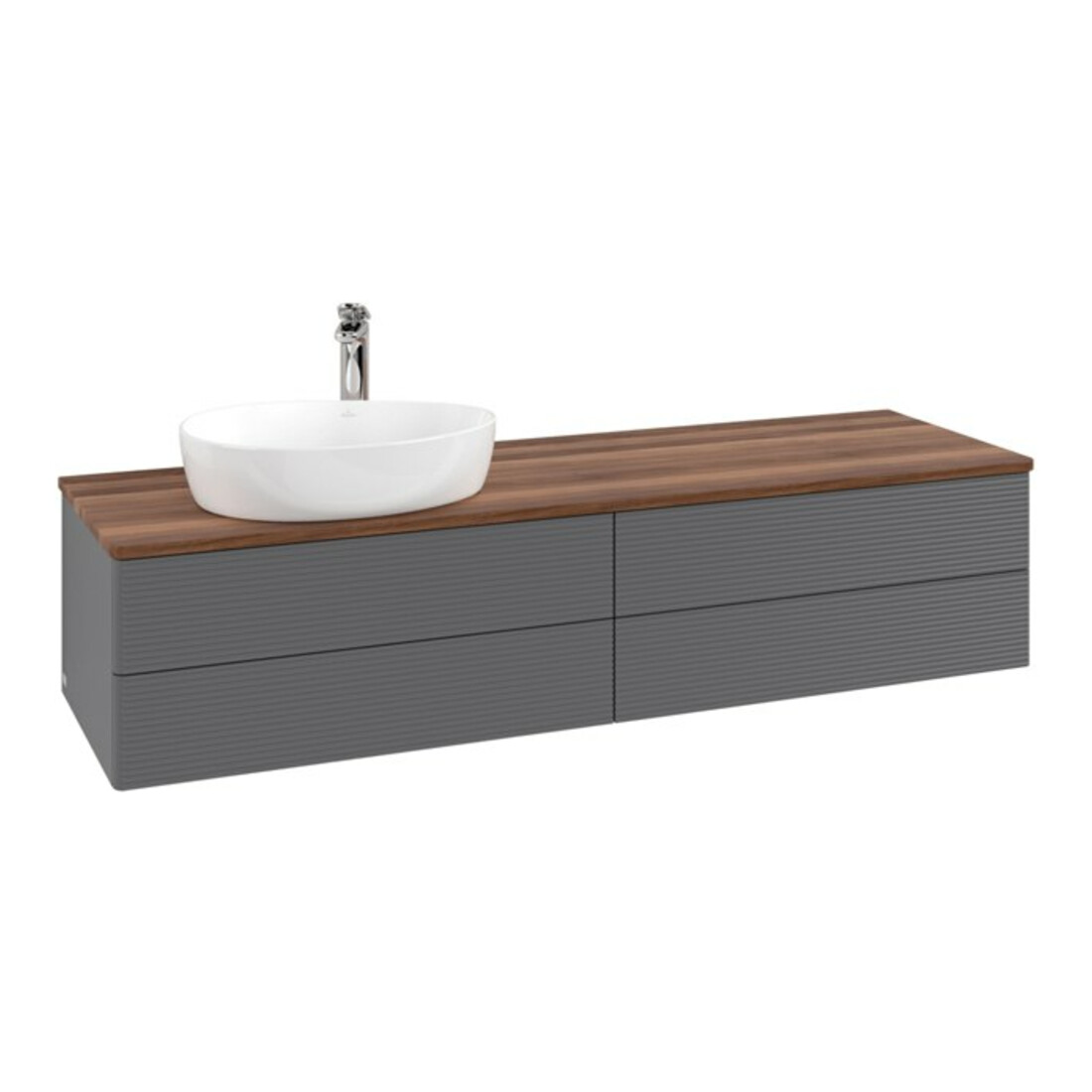 V&B Meuble sous lavabo avec structure de façade - Éclairage Antao 160x50cm, H, P, WBP chêne, anthracite mat avec laque