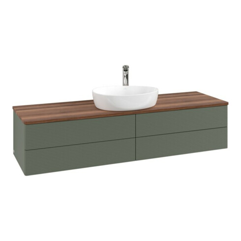 V&B Meuble sous-lavabo avec structure de façade - Éclairage Antao 160x50cm, H, P, WBP w. wal, lea gre. m Lac