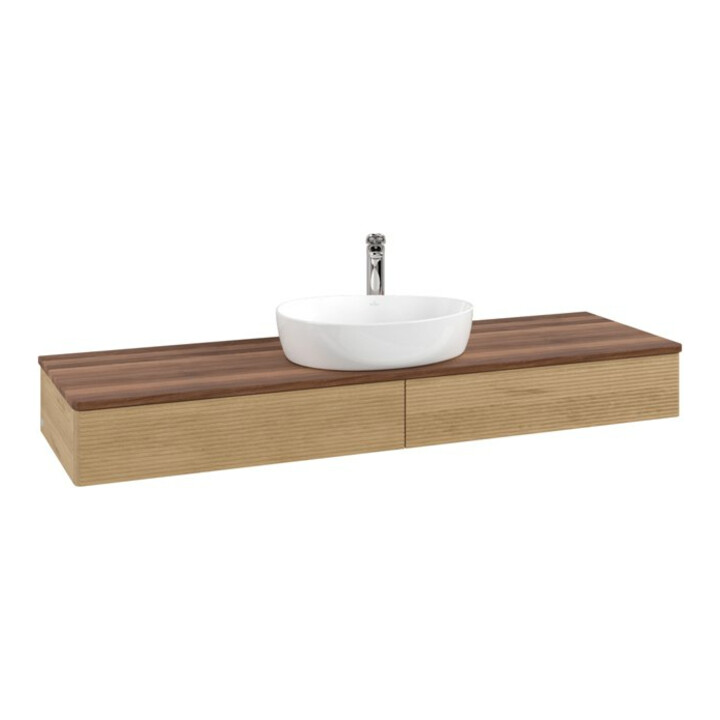 V&B Meuble sous lavabo avec structure de façade - Éclairage Antao 160x50cm, HL, couleur WBP blanc, chêne hon. Oa
