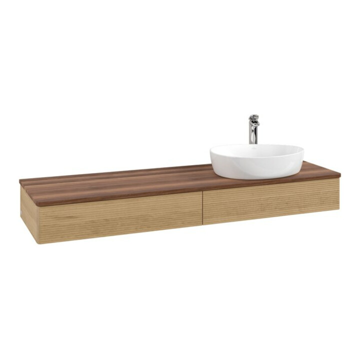 V&B Meuble sous lavabo avec structure de façade - Éclairage Antao 160x50cm, HL, couleur WBP blanc, chêne hon. Oa