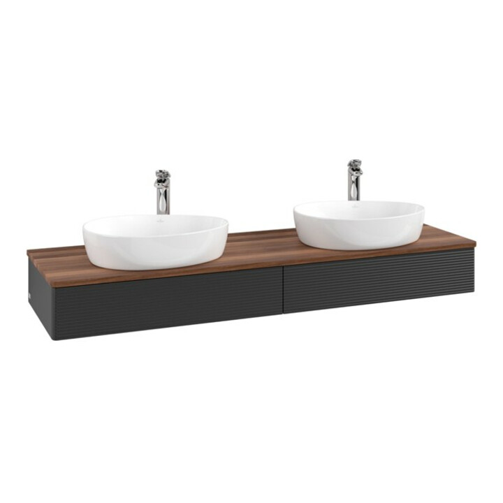 V&B Meuble sous lavabo avec structure de façade, éclairage Antao 160x50cm, HL, WBP blanc wal, bleu m Lac