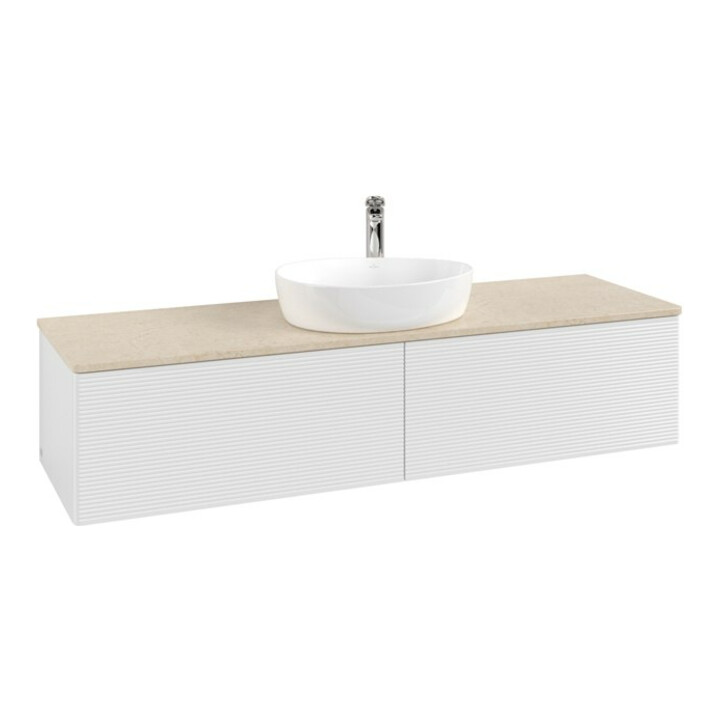 V&B Meuble sous lavabo avec structure de façade - Éclairage Antao 160x50cm, HL, WBP botti., blanc brillant Lac