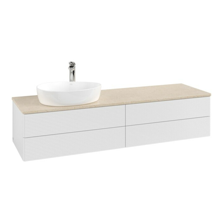 V&B Meuble sous lavabo avec structure de façade - Éclairage Antao 160x50cm, HL, WBP botti., blanc brillant Lac