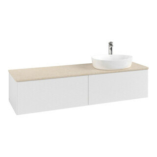 V&B Meuble sous lavabo avec structure de façade - Éclairage Antao 160x50cm, HL, WBP botti., blanc brillant Lac