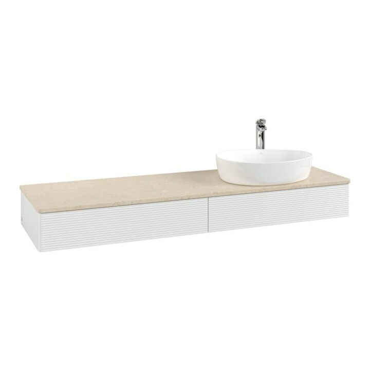 V&B Meuble sous lavabo avec structure de façade - Éclairage Antao 160x50cm, HL, WBP botti., blanc brillant Lac
