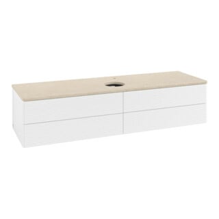 V&B Meuble sous lavabo avec structure de façade - Éclairage Antao 160x50cm, HL, WBP botti., blanc mat avec Lac