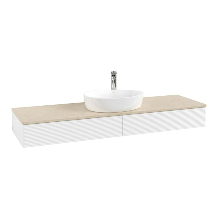V&B Meuble sous lavabo avec structure de façade - Éclairage Antao 160x50cm, HL, WBP botti., blanc mat avec Lac