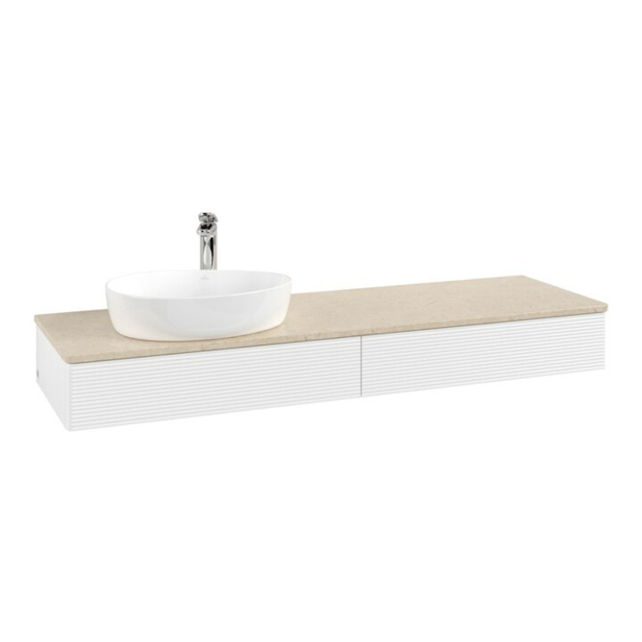 V&B Meuble sous lavabo avec structure de façade - Éclairage Antao 160x50cm, HL, WBP botti., blanc mat avec Lac