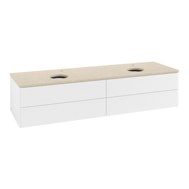 V&B Meuble sous lavabo avec structure de façade, éclairage Antao 160x50cm, HL, WBP botti., blanc mat avec laque