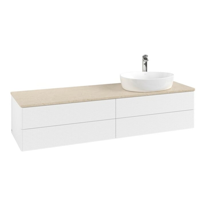 V&B Meuble sous lavabo avec structure de façade - Éclairage Antao 160x50cm, HL, WBP botti., blanc mat Lac