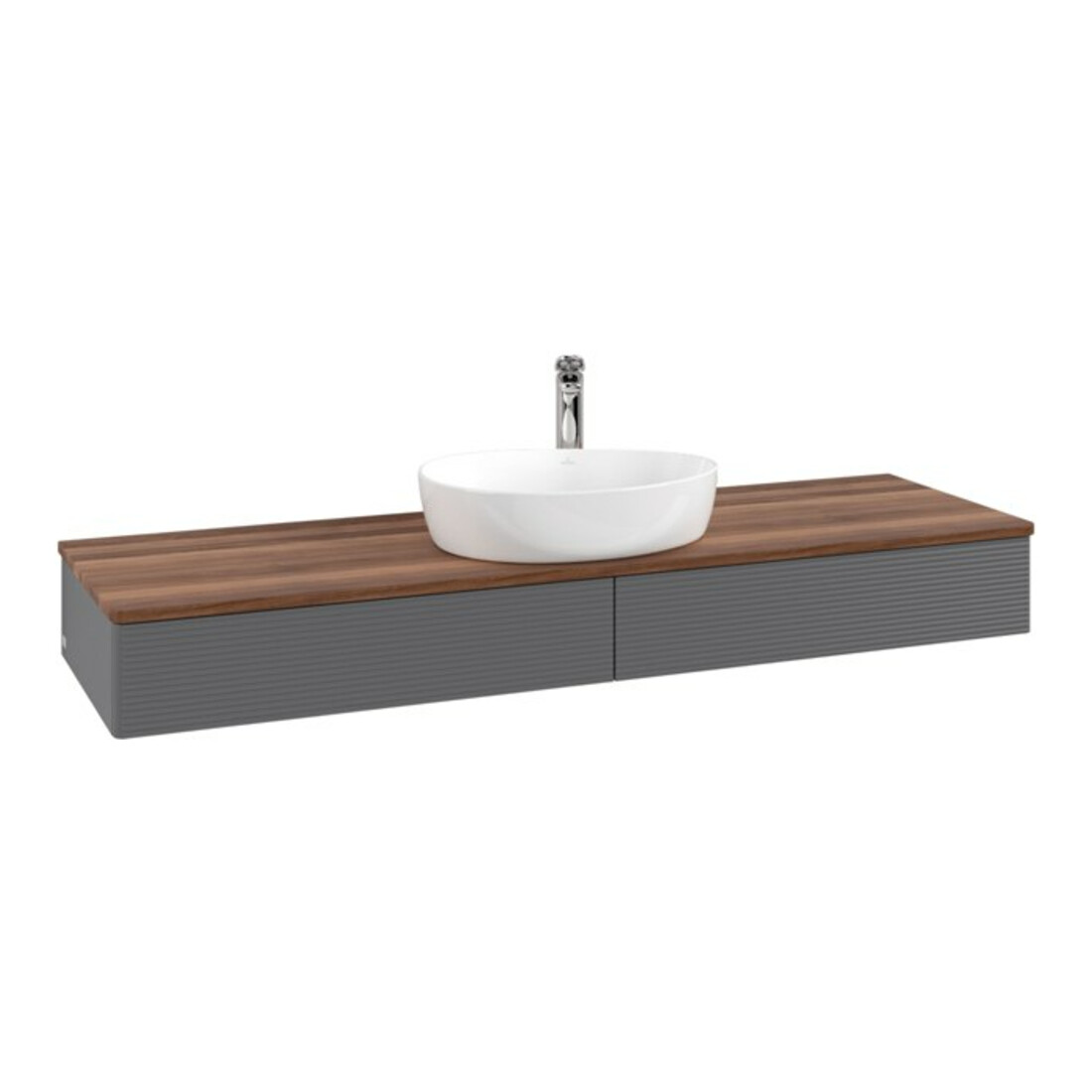 V&B Meuble sous lavabo avec structure de façade - Éclairage Antao 160x50cm, HL, WBP chêne, Anthracite avec Lac
