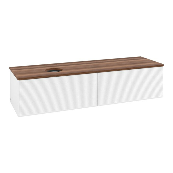 V&B Meuble sous lavabo avec structure de façade - Éclairage Antao 160x50cm, HL, WBP chêne sauvage, blanc mat Lac