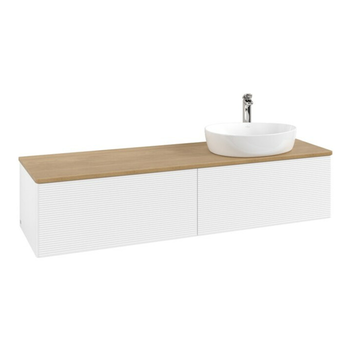V&B Meuble sous lavabo avec structure de façade - Éclairage Antao 160x50cm, HL, WBP hon. Oa, blanc avec Lac