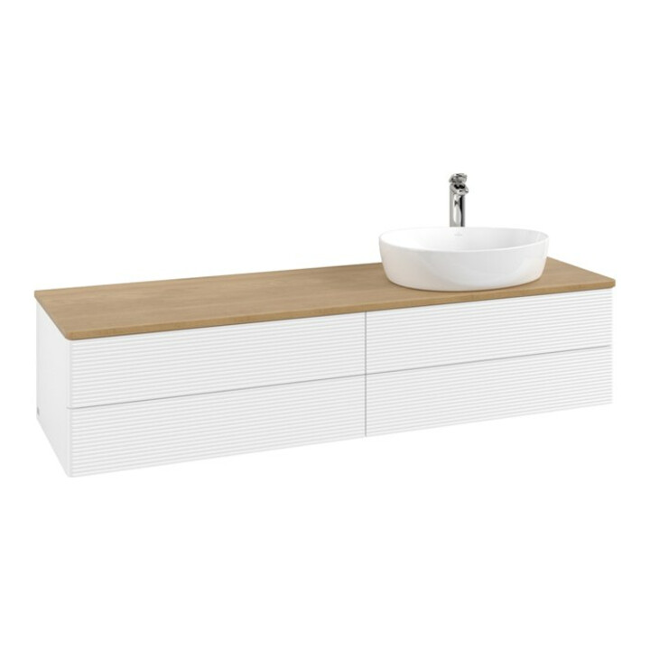V&B Meuble sous lavabo avec structure de façade - Éclairage Antao 160x50cm, HL, WBP hon. Oa, blanc avec Lac