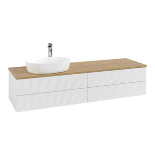 V&B Meuble sous lavabo avec structure de façade - Éclairage Antao 160x50cm, HL, WBP hon. Oa, blanc brillant Lac
