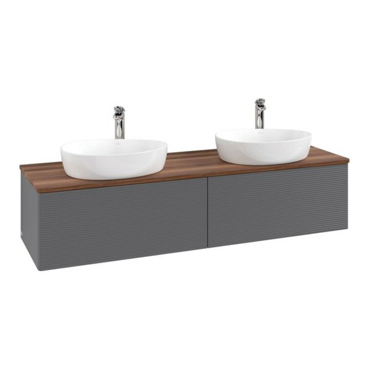 V&B Meuble sous-lavabo avec structure de façade, éclairage Antao 160x50cm, HL, WBP w. wal, Anthrac. m Lac