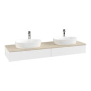 V&B Meuble sous lavabo avec structure de façade, éclairage Antao 160x50cm, HxL, WBP botti., blanc mat avec laque