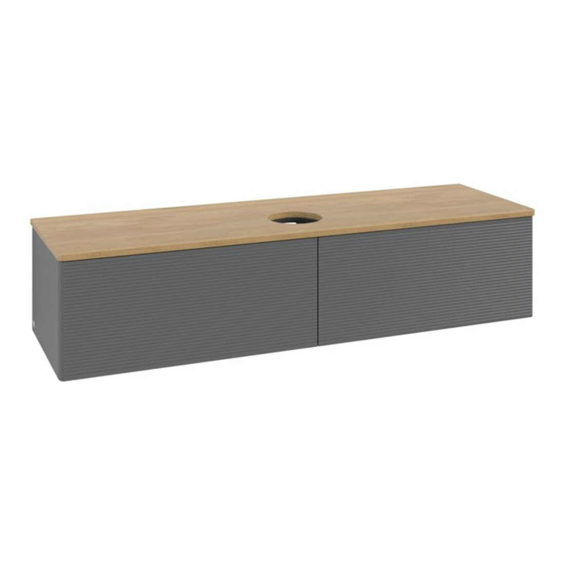 V&B Meuble sous lavabo avec structure de façade - Éclairage Antao 160x50cm, WBP chêne, Anthracite m Lac