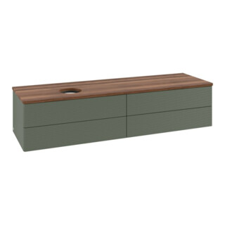 V&B Meuble sous lavabo avec structure de façade - Éclairage Antao 160x50cm, WBP chêne blanchi, laqué gris clair