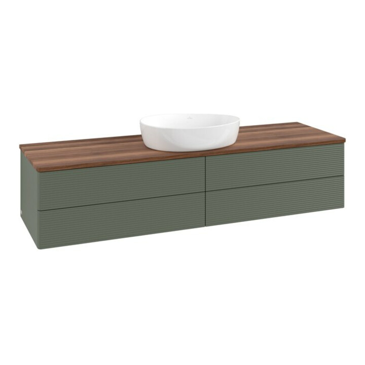 V&B Meuble sous lavabo avec structure de façade - Éclairage Antao 160x50cm, WBP chêne, gris mat avec Lac