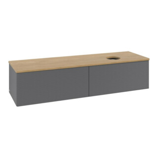 V&B Meuble sous lavabo avec structure de façade - Éclairage Antao 160x50cm, WBP chêne hon. Oa, Anthracite m Lac