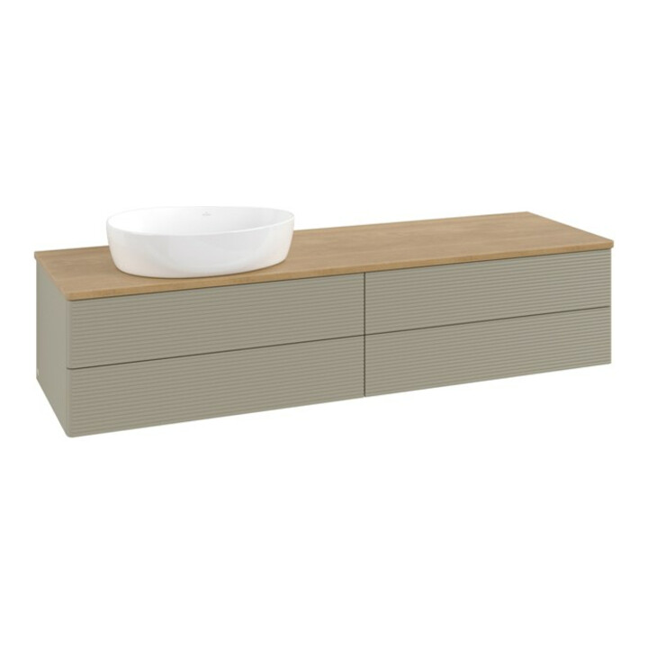 V&B Meuble sous-lavabo avec structure de façade - Éclairage Antao 160x50cm, WBP chêne hon. Oa, gris m Lac