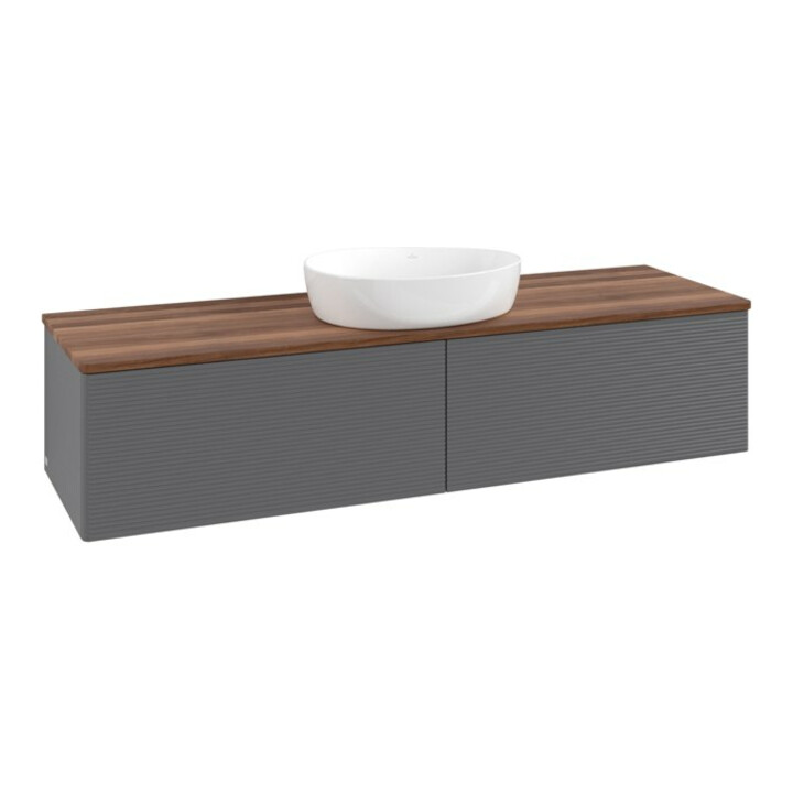 V&B Meuble sous-lavabo avec structure de façade - Éclairage Antao 160x50cm, WBP chêne sauvage, Anthracite avec laque