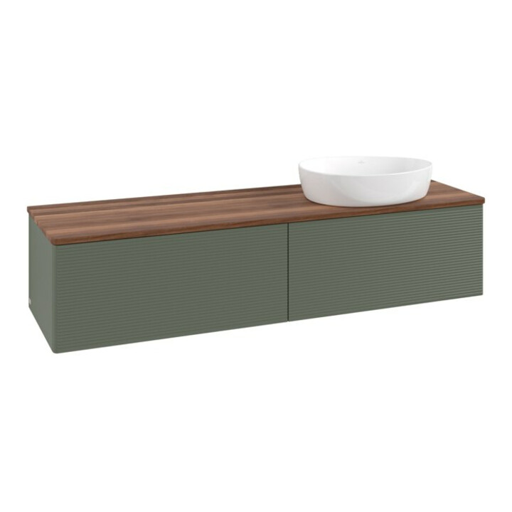 V&B Meuble sous lavabo avec structure de façade - Éclairage Antao 160x50cm, WBP chêne sauvage, léa vert m Lac