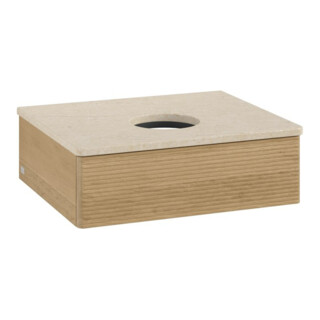 V&B Meuble sous lavabo avec structure de façade - Éclairage Antao 60x19x50cm, couleur WBP botti., chêne miel