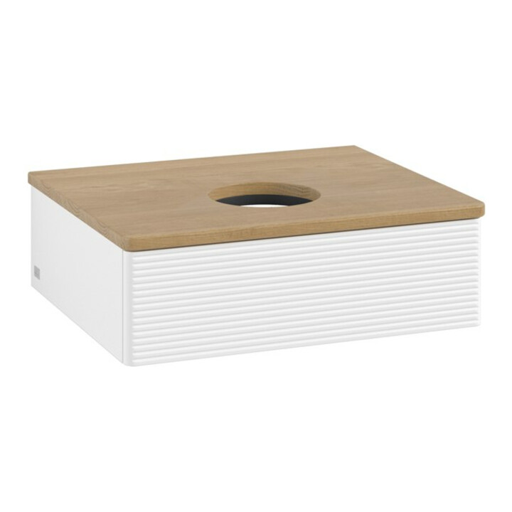 V&B Meuble sous-lavabo avec structure de façade - Éclairage Antao 60x19x50cm, couleur WBP miel Oa, blanc avec laque