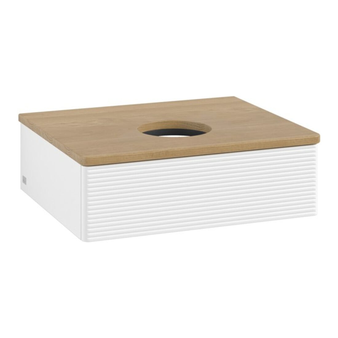 V&B Meuble sous-lavabo avec structure de façade - Éclairage Antao 60x19x50cm, couleur WBP miel Oa, blanc avec laque