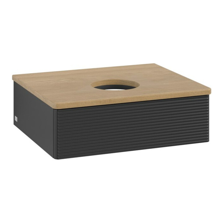 V&B Meuble sous lavabo avec structure de façade - Éclairage Antao 60x19x50cm, couleur WBP miel Oa, bleu m Lac