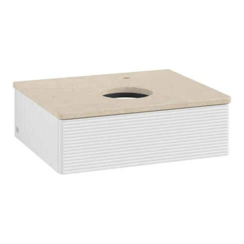 V&B Meuble sous lavabo avec structure de façade - Éclairage Antao 60x19x50cm, HL, WBP botti., blanc brillant Lac