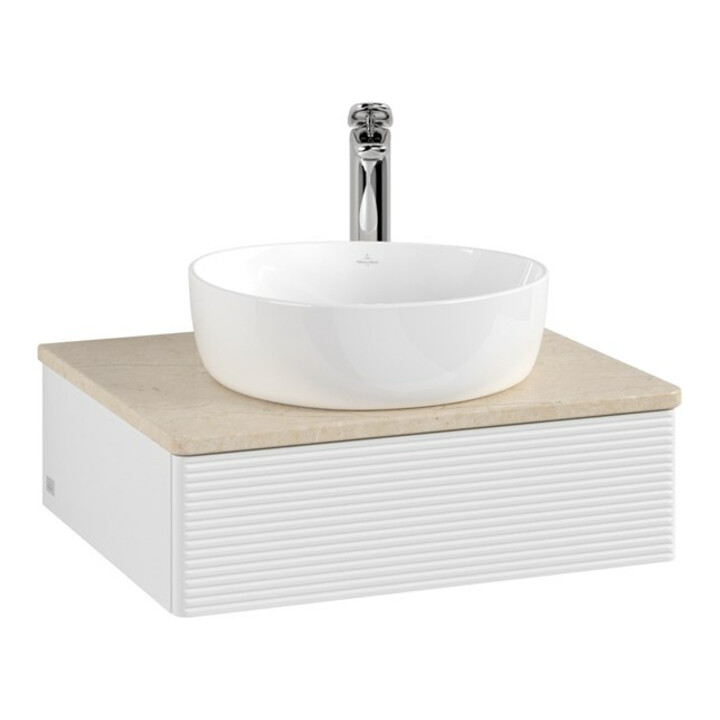 V&B Meuble sous lavabo avec structure de façade - Éclairage Antao 60x19x50cm, HL, WBP botti., blanc brillant Lac