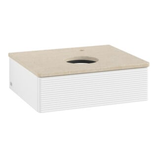 V&B Meuble sous lavabo avec structure de façade - Éclairage Antao 60x19x50cm, HL, WBP botti., blanc mat avec Lac