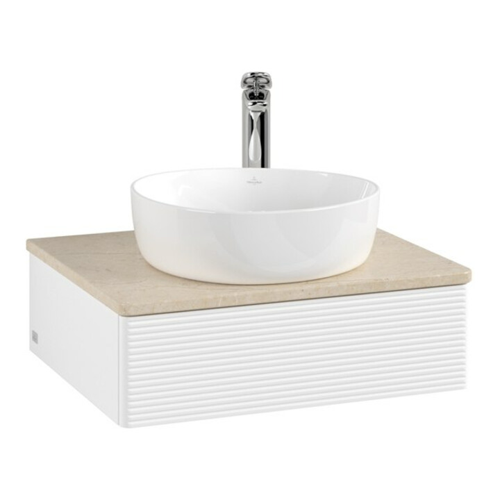 V&B Meuble sous lavabo avec structure de façade - Éclairage Antao 60x19x50cm, HL, WBP botti., blanc mat avec Lac