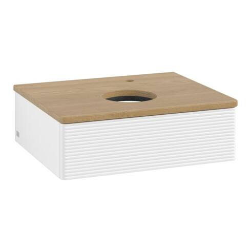 V&B Meuble sous lavabo avec structure de façade - Éclairage Antao 60x19x50cm, HL, WBP hon. Oa, blanc avec Lac