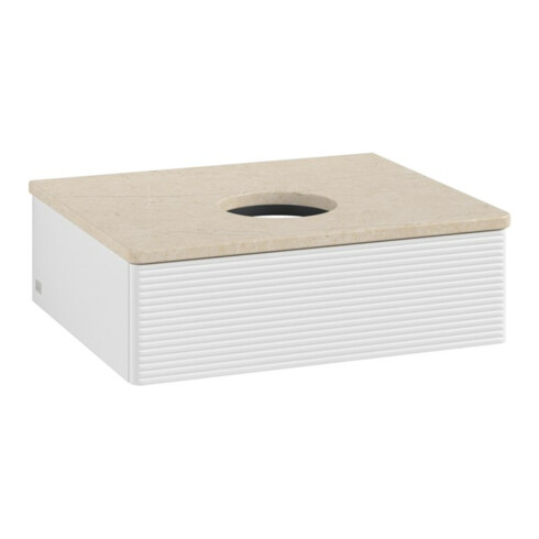 V&B Meuble sous lavabo avec structure de façade - Éclairage Antao 60x19x50cm, WBP botti., blanc brillant Lac