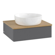 V&B Meuble sous lavabo avec structure de façade - Éclairage Antao 60x19x50cm, WBP chêne, Anthracite mat Lac